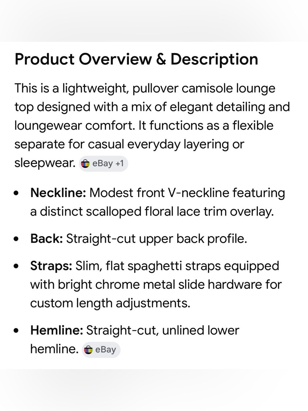 $10 Add-on | Black Satin Lace-Trim Camisole - Picture 2 of 14
